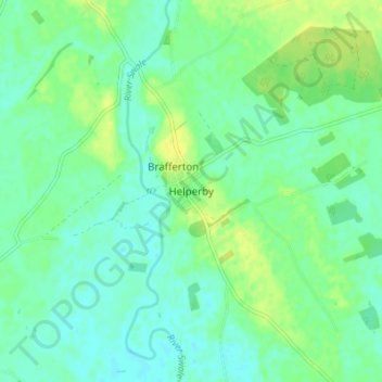Topografische kaart Helperby, hoogte, reliëf