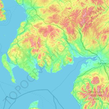Topografische kaart Kirkcudbrightshire, hoogte, reliëf