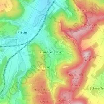 Topografische kaart Kleinbreitenbach, hoogte, reliëf