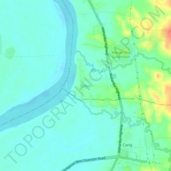 Topografische kaart Bayo, hoogte, reliëf