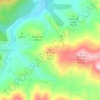 Topografische kaart Cerro de la Silla, hoogte, reliëf