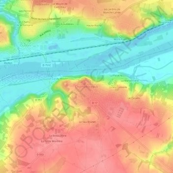 Topografische kaart Champtoceaux, hoogte, reliëf
