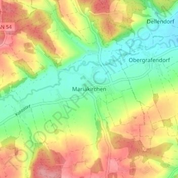 Topografische kaart Mariakirchen, hoogte, reliëf