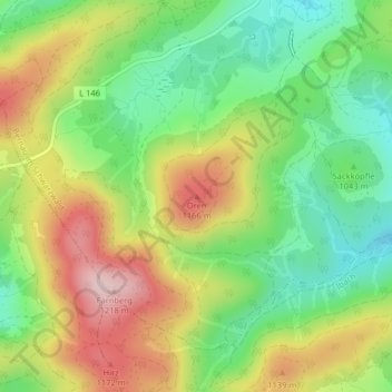 Topografische kaart Oren, hoogte, reliëf