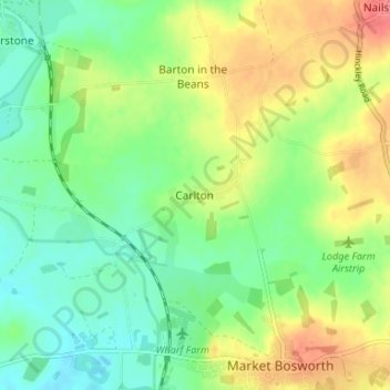 Topografische kaart Carlton, hoogte, reliëf