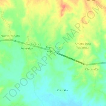 Topografische kaart Huascar, hoogte, reliëf