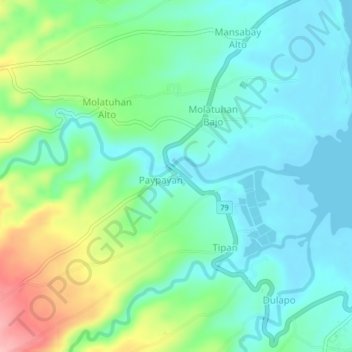 Topografische kaart Paypayan, hoogte, reliëf