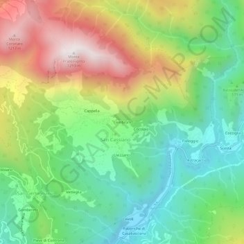 Topografische kaart Cembroni, hoogte, reliëf