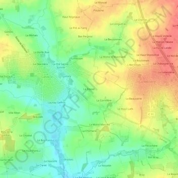 Topografische kaart La Douve, hoogte, reliëf