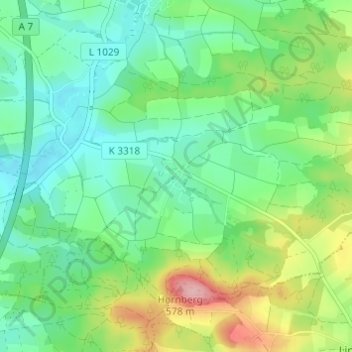 Topografische kaart Killingen, hoogte, reliëf