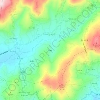 Topografische kaart Silva, hoogte, reliëf