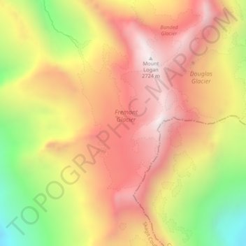 Topografische kaart Fremont Glacier, hoogte, reliëf
