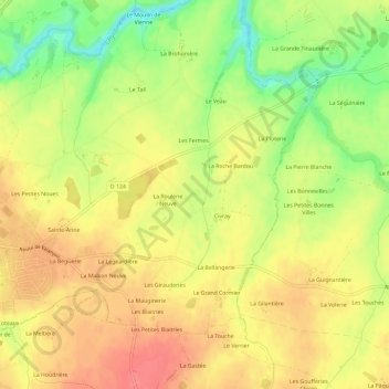 Topografische kaart La Roulerie, hoogte, reliëf