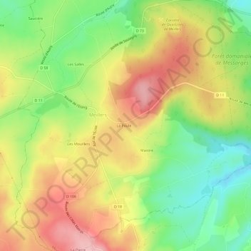 Topografische kaart La Poule, hoogte, reliëf