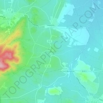 Topografische kaart Villemajou, hoogte, reliëf