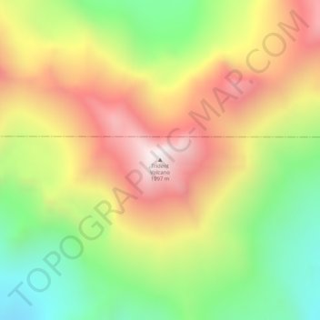 Topografische kaart Trident Volcano, hoogte, reliëf
