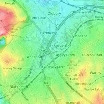 Topografische kaart Jarvis, hoogte, reliëf