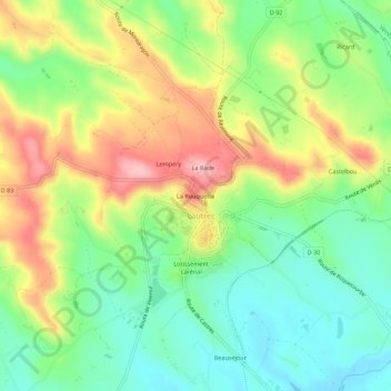 Topografische kaart La Rouquette, hoogte, reliëf