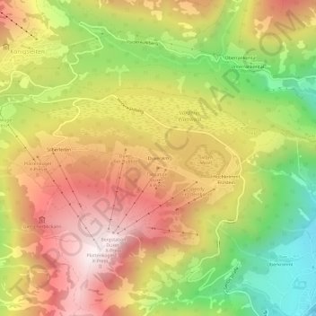 Topografische kaart Duxeralm, hoogte, reliëf