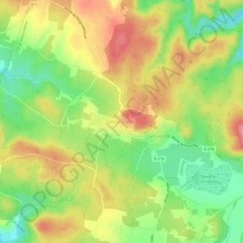 Topografische kaart Masmolène, hoogte, reliëf