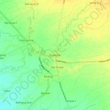 Topografische kaart Guimba, hoogte, reliëf