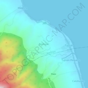 Topografische kaart Benhaan, hoogte, reliëf