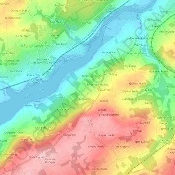 Topografische kaart Kermadec, hoogte, reliëf