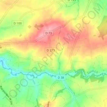 Topografische kaart Le Tasset, hoogte, reliëf