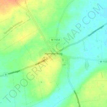 Topografische kaart Hammenhög, hoogte, reliëf