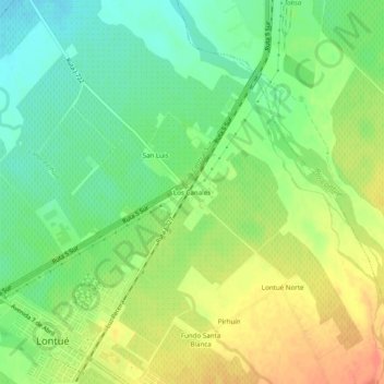Topografische kaart Los Canales, hoogte, reliëf
