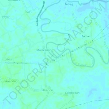 Topografische kaart Malacanang, hoogte, reliëf