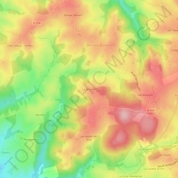Topografische kaart La Bruyère, hoogte, reliëf