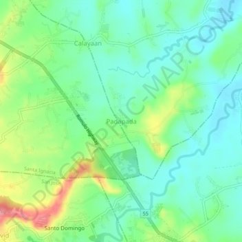 Topografische kaart Padapada, hoogte, reliëf