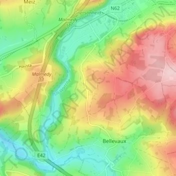Topografische kaart Cligneval, hoogte, reliëf