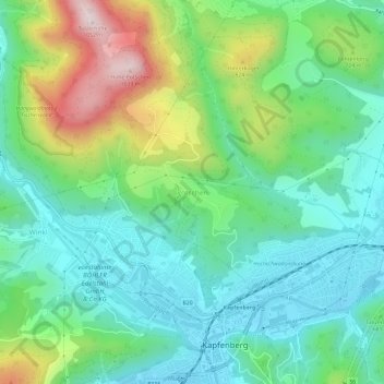 Topografische kaart Pötschen, hoogte, reliëf