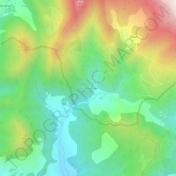 Topografische kaart Les Chaudrons, hoogte, reliëf