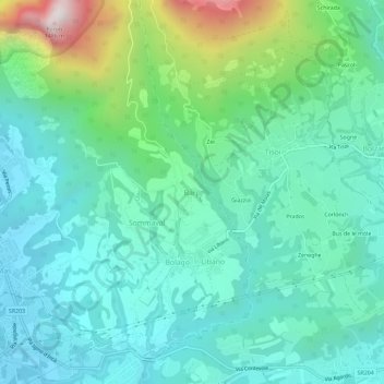 Topografische kaart Barp, hoogte, reliëf
