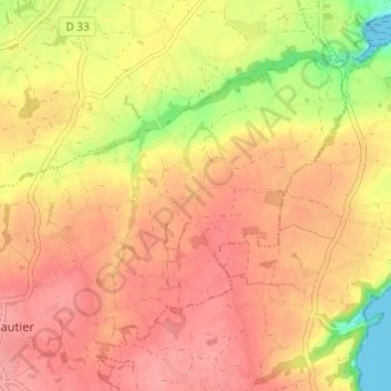 Topografische kaart Saint-Adrien, hoogte, reliëf