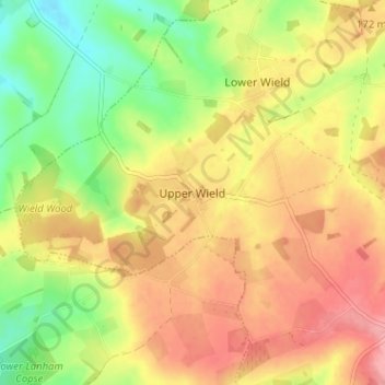 Topografische kaart Upper Wield, hoogte, reliëf
