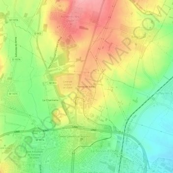 Topografische kaart Rente de Valmy, hoogte, reliëf