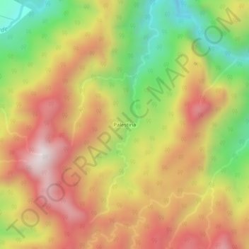 Topografische kaart Palestina, hoogte, reliëf