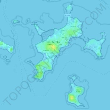 Topografische kaart Kerroland, hoogte, reliëf