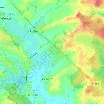Topografische kaart Ballering, hoogte, reliëf
