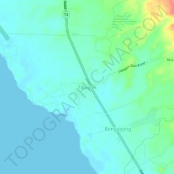 Topografische kaart Tibagon, hoogte, reliëf