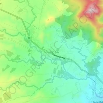 Topografische kaart Kalasungay, hoogte, reliëf