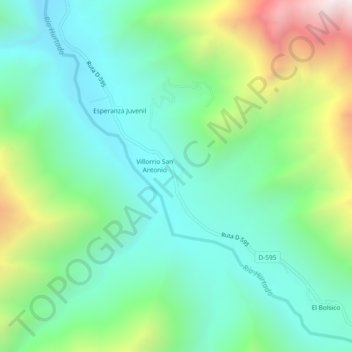 Topografische kaart Las Breas, hoogte, reliëf