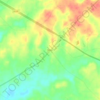 Topografische kaart Pollok, hoogte, reliëf