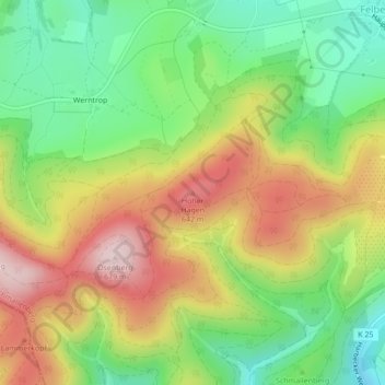 Topografische kaart Hoher Hagen, hoogte, reliëf
