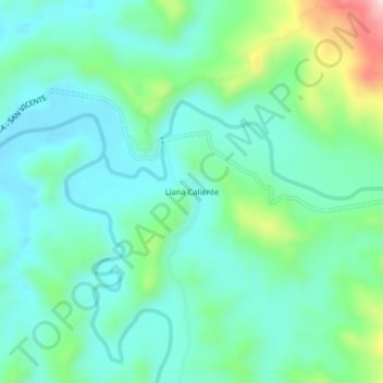 Topografische kaart Llana Caliente, hoogte, reliëf