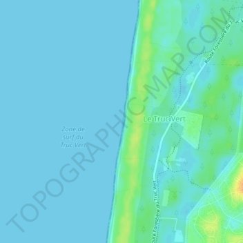 Topografische kaart Plage du Truc Vert, hoogte, reliëf